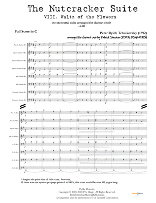 Nutcracker Suite, Mvt. VIII "Waltz of the Flowers" for clarinet choir (full score & set of parts)