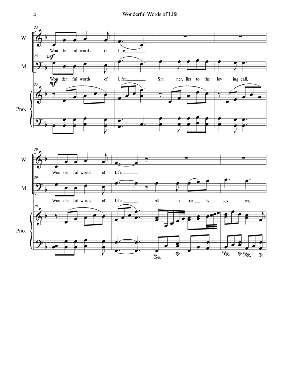 Wonderful Words of Life Medium Voice scores gallery preview page 4