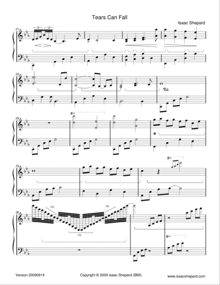 Tears Can Fall Piano Solo scores gallery preview page 2