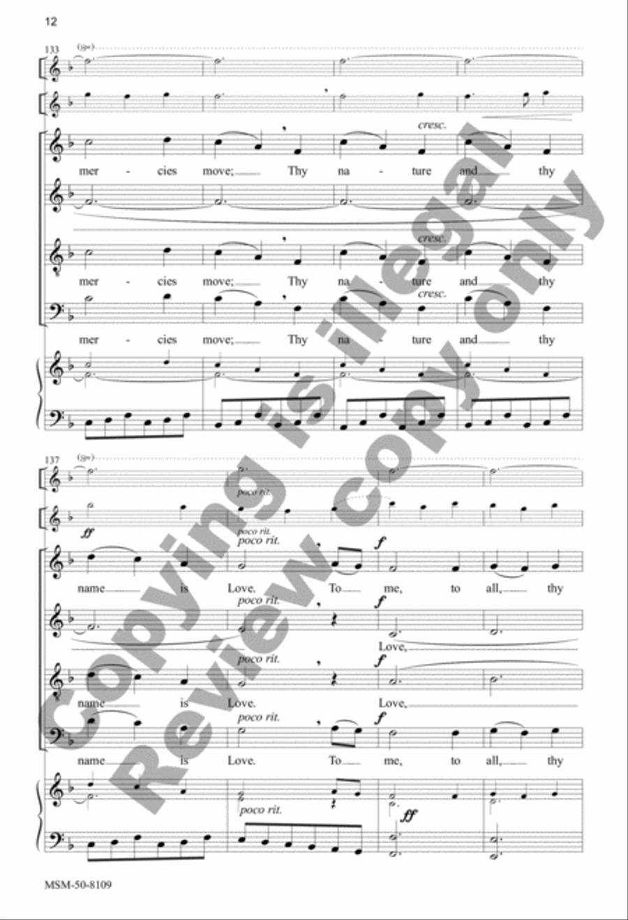 Come, O Thou Traveler Unknown 4-Part scores gallery preview page 12