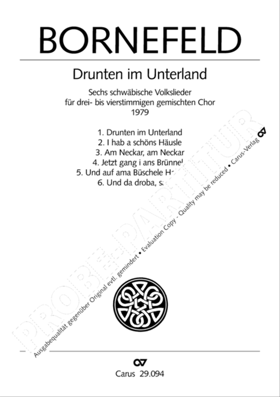 Drunten im Unterland. Sechs schwabische Volkslieder Choir scores gallery preview page 2