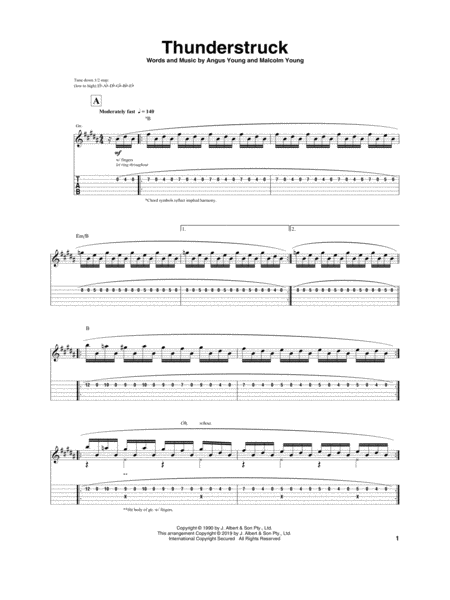 Thunderstruck by AC/DC - Electric Guitar - Digital Sheet Music | Sheet Music