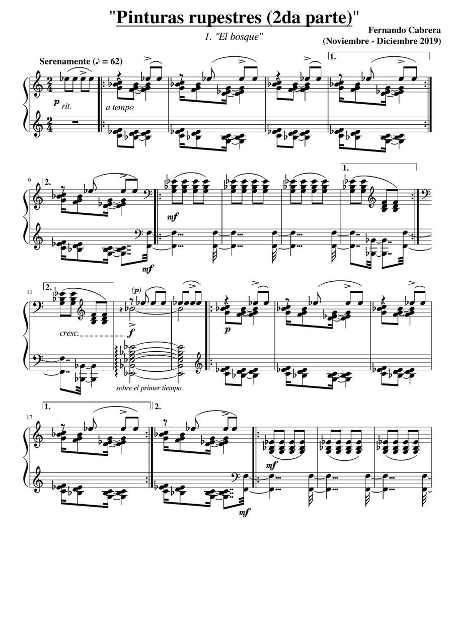 Pinturas Rupestres - 2da parte - 1. El Bosque Piano Solo scores gallery preview page 1