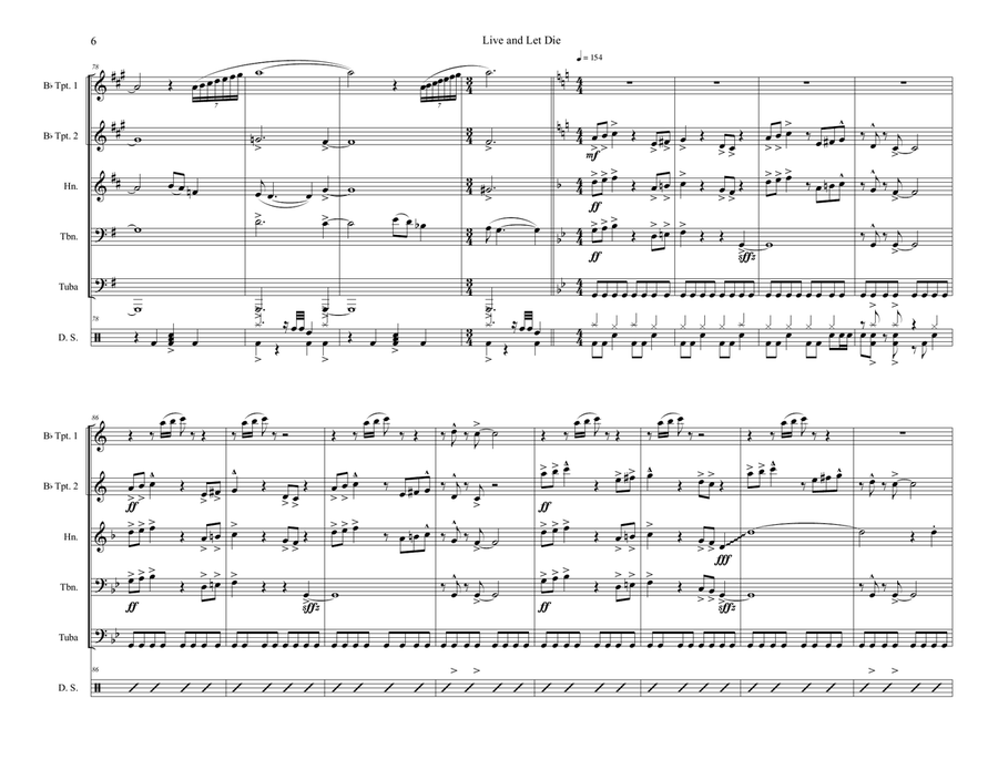 Live And Let Die Brass Quintet scores gallery preview page 6