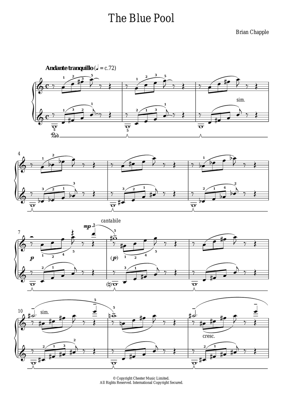 The Blue Pool Piano Solo scores gallery preview page 1