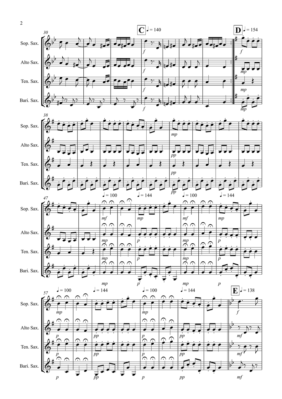 Hungarian Dance No.5 for Saxophone Quartet Saxophone Quartet scores gallery preview page 2