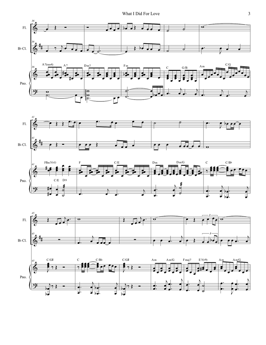 What I Did For Love What I Did For Love Woodwind Duet scores gallery preview page 3