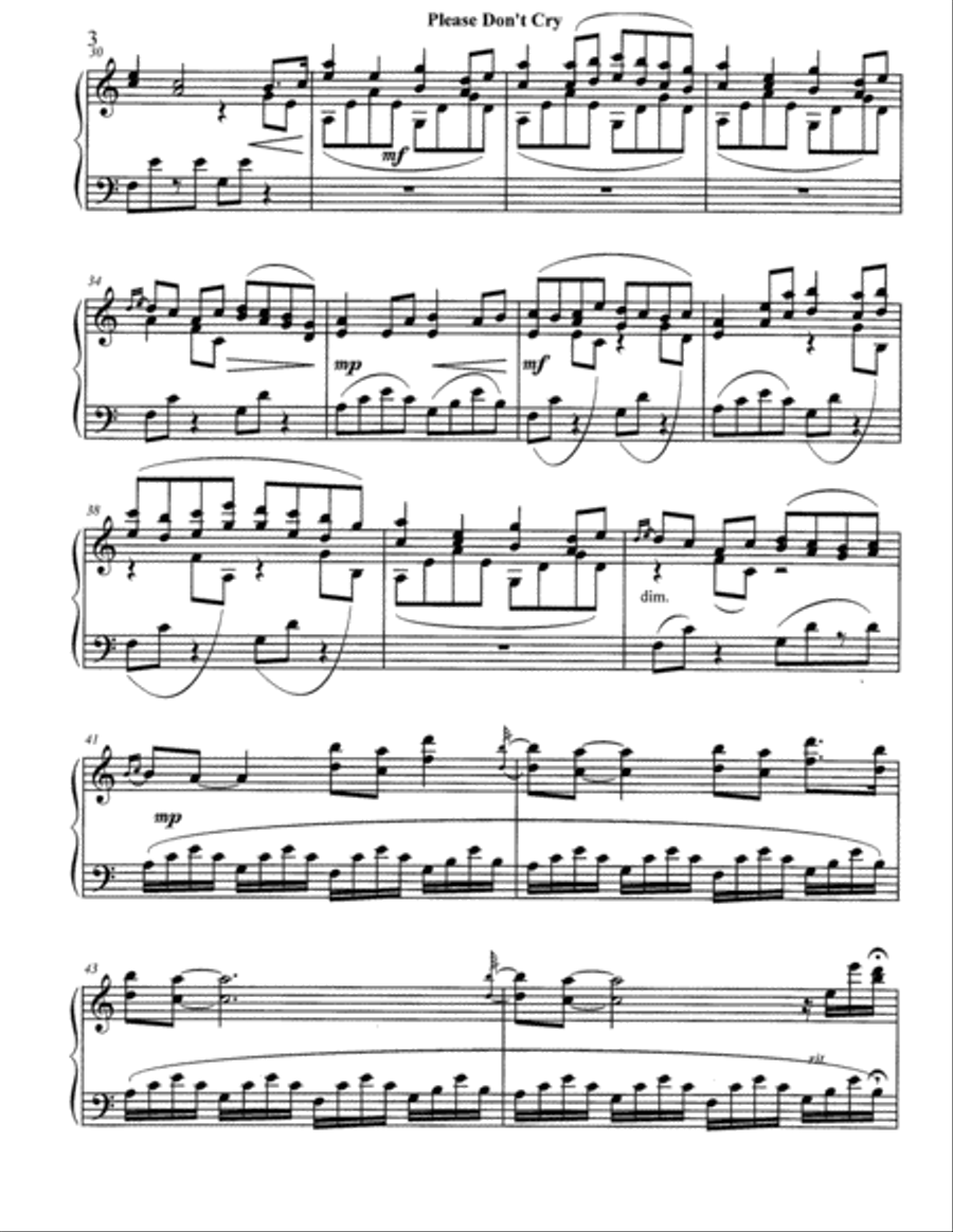 Please Don't Cry Please Don't Cry Piano Solo scores gallery preview page 3
