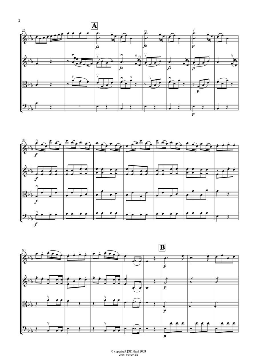 Haydn: Trumpet Concert in Eb Major (Mov 3) for String Quartet - Score and Parts String Quartet scores gallery preview page 2