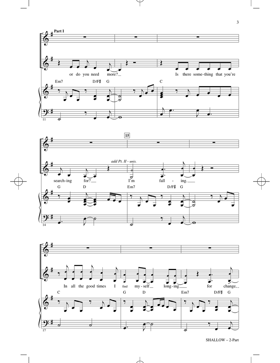 Shallow (from A Star Is Born) (arr. Mac Huff) 2-Part scores gallery preview page 2