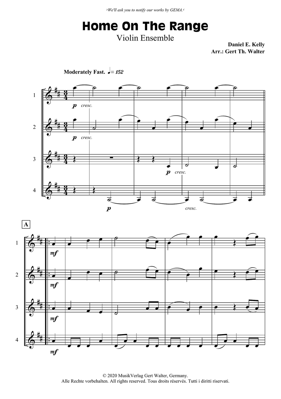 Home On The Range Violin scores gallery preview page 1