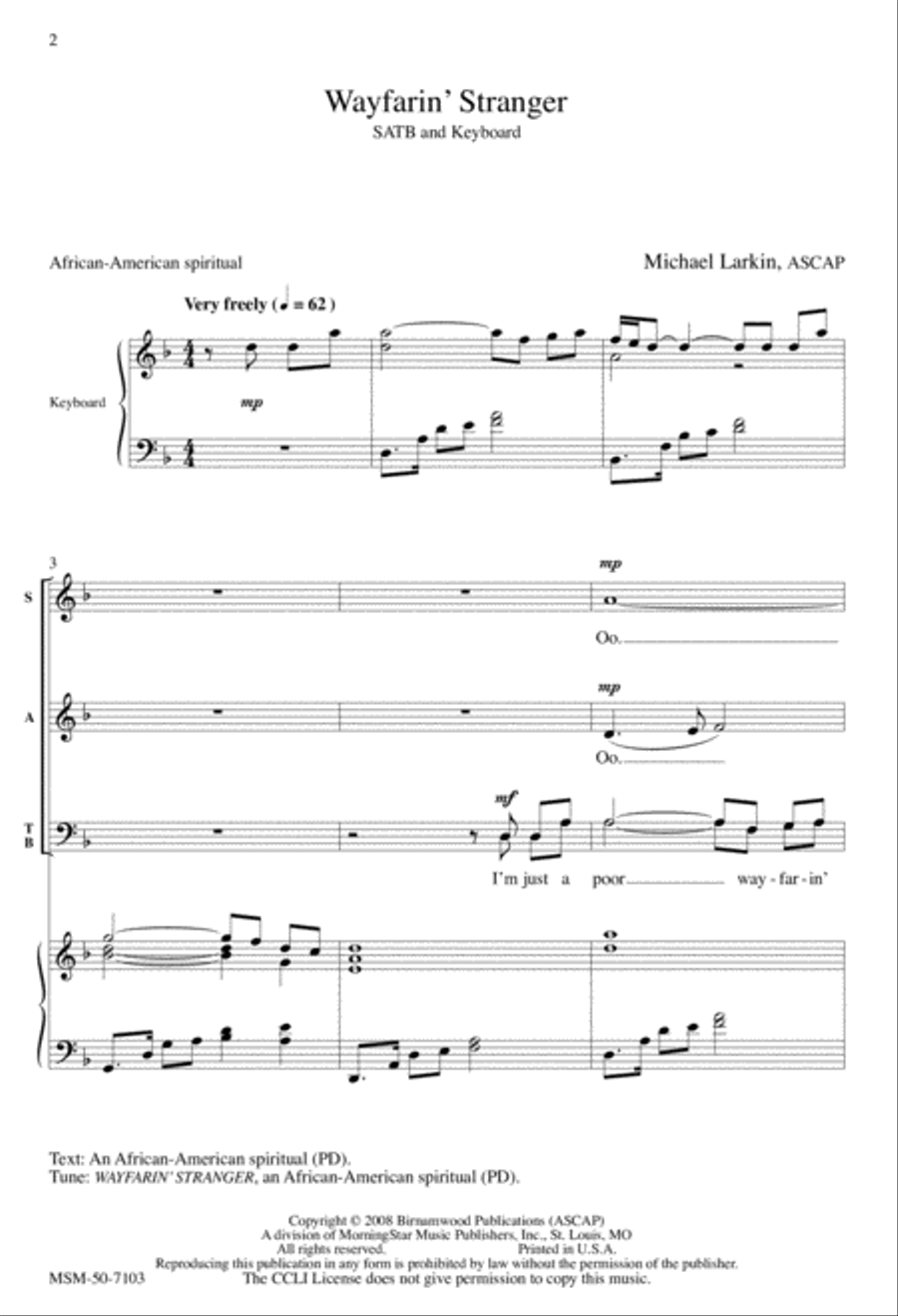 Wayfarin' Stranger 4-Part scores gallery preview page 2
