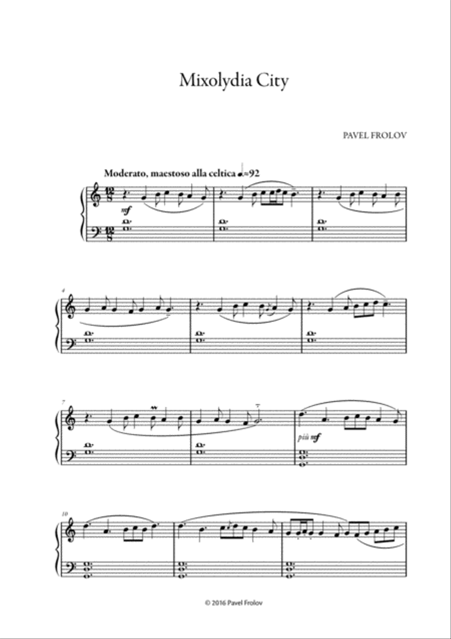 Mixolydia City Mixolydia City Easy Piano scores gallery preview page 1