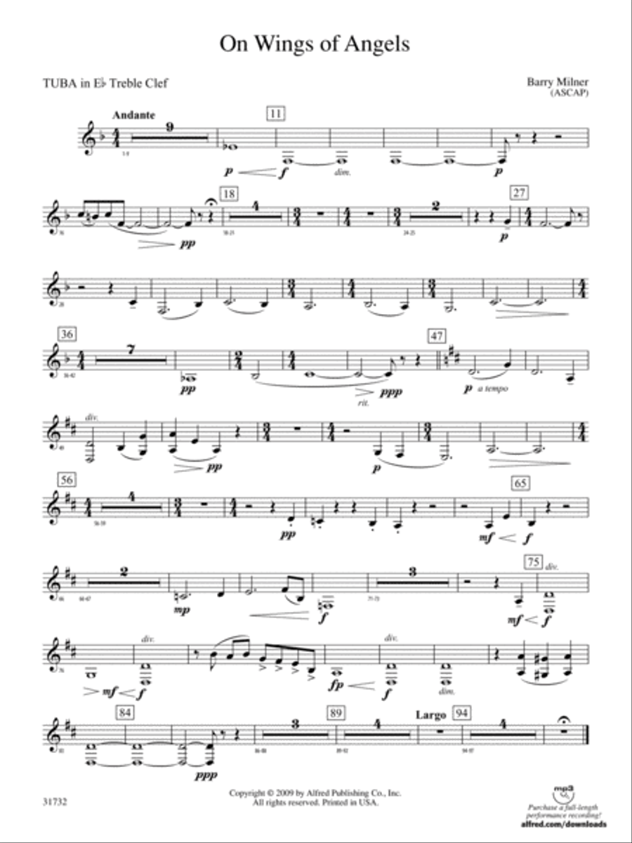 On Wings of Angels: (World Part) E-flat Tuba T.C. Concert Band scores gallery preview page 1