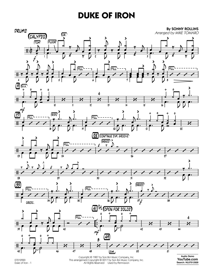Duke Of Iron - Drums Drums scores gallery preview page 1