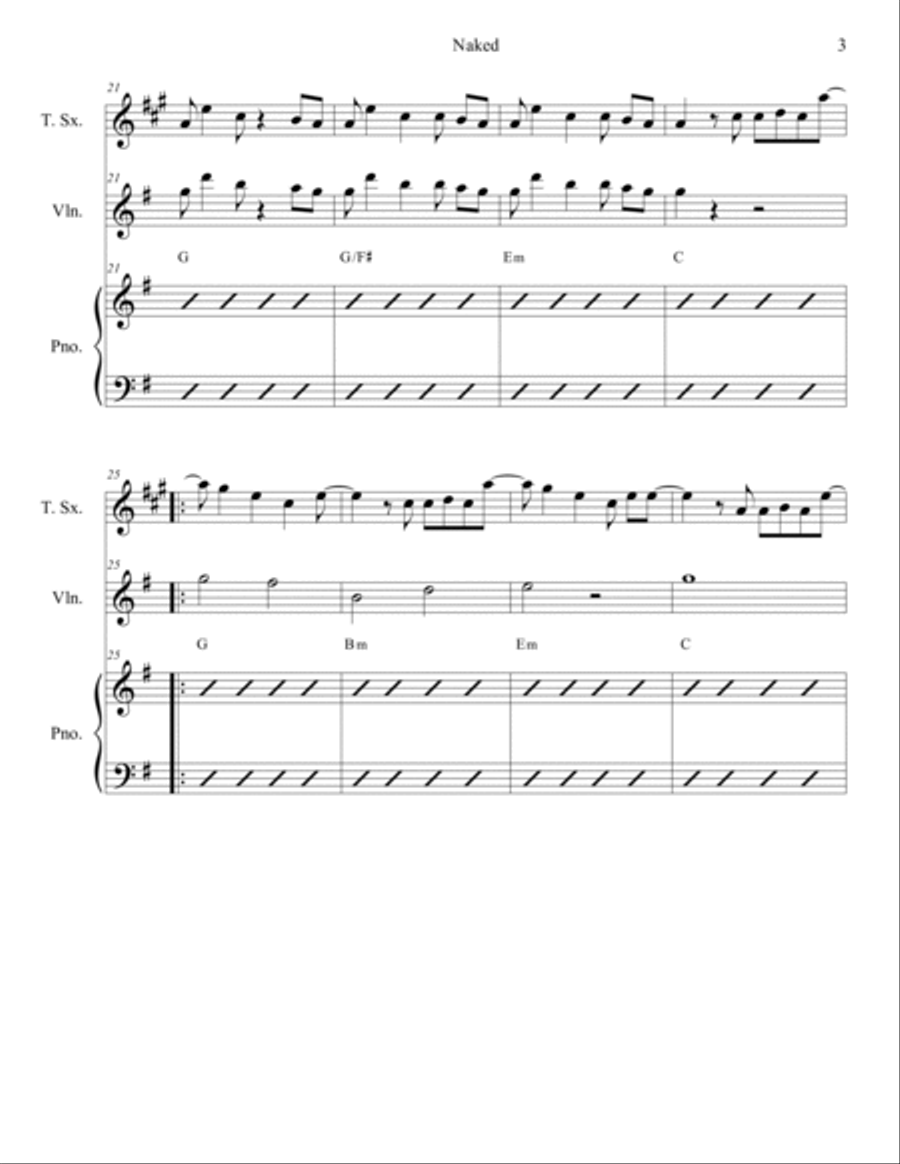 Naked Tenor Saxophone scores gallery preview page 3