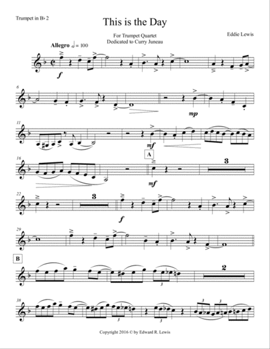 This is the Day for Trumpet Quartet by Eddie Lewis Brass Ensemble scores gallery preview page 6