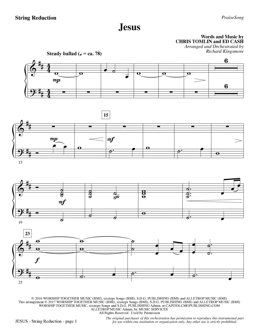 Jesus (arr. Richard Kingsmore) - Keyboard String Reduction Choir scores gallery preview page 1