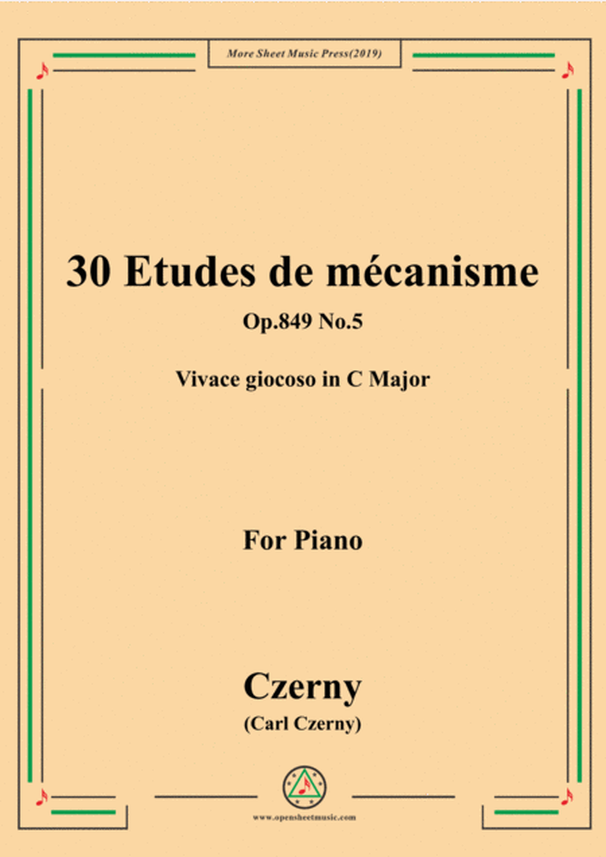 Czerny-30 Etudes de mécanisme,Op.849 No.5,Vivace giocoso in C Major,for Piano image number null