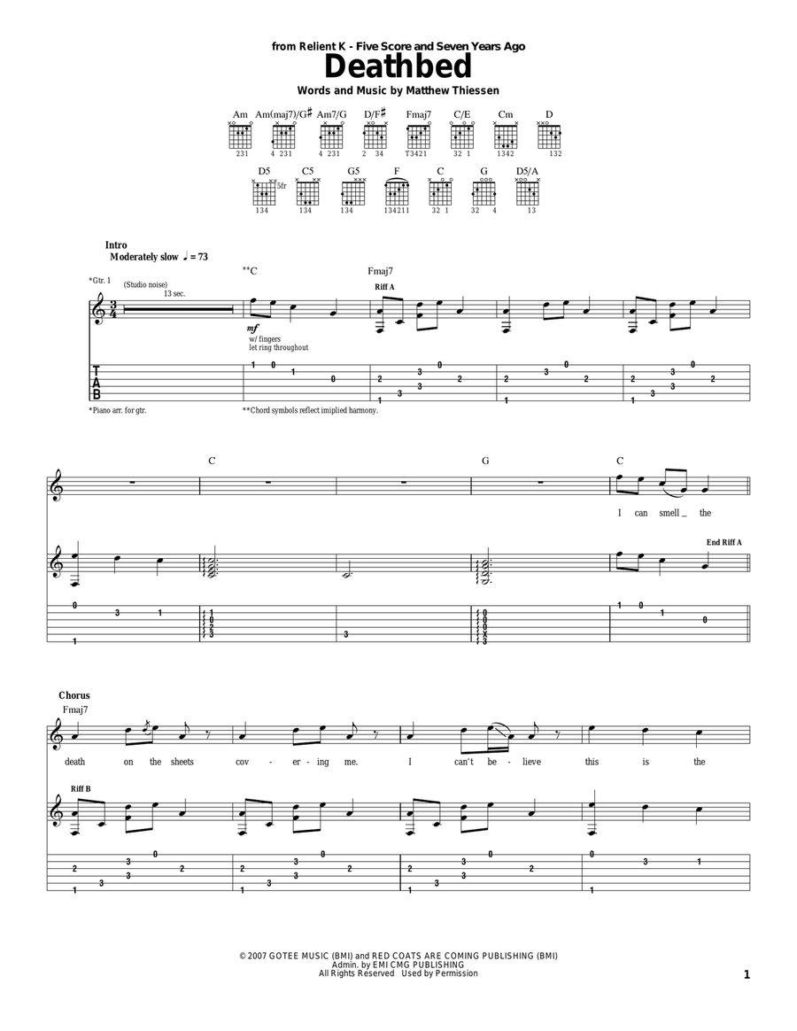 Deathbed Deathbed Acoustic Guitar scores gallery preview page 1