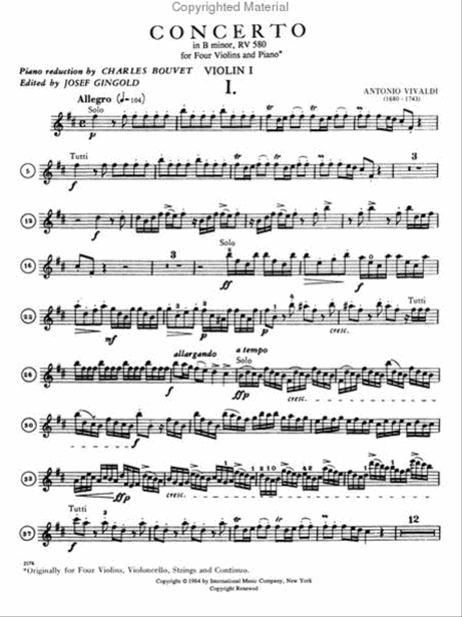 Concerto in B minor, RV 580 (Op. 3, No. 10) Violin scores gallery preview page 2
