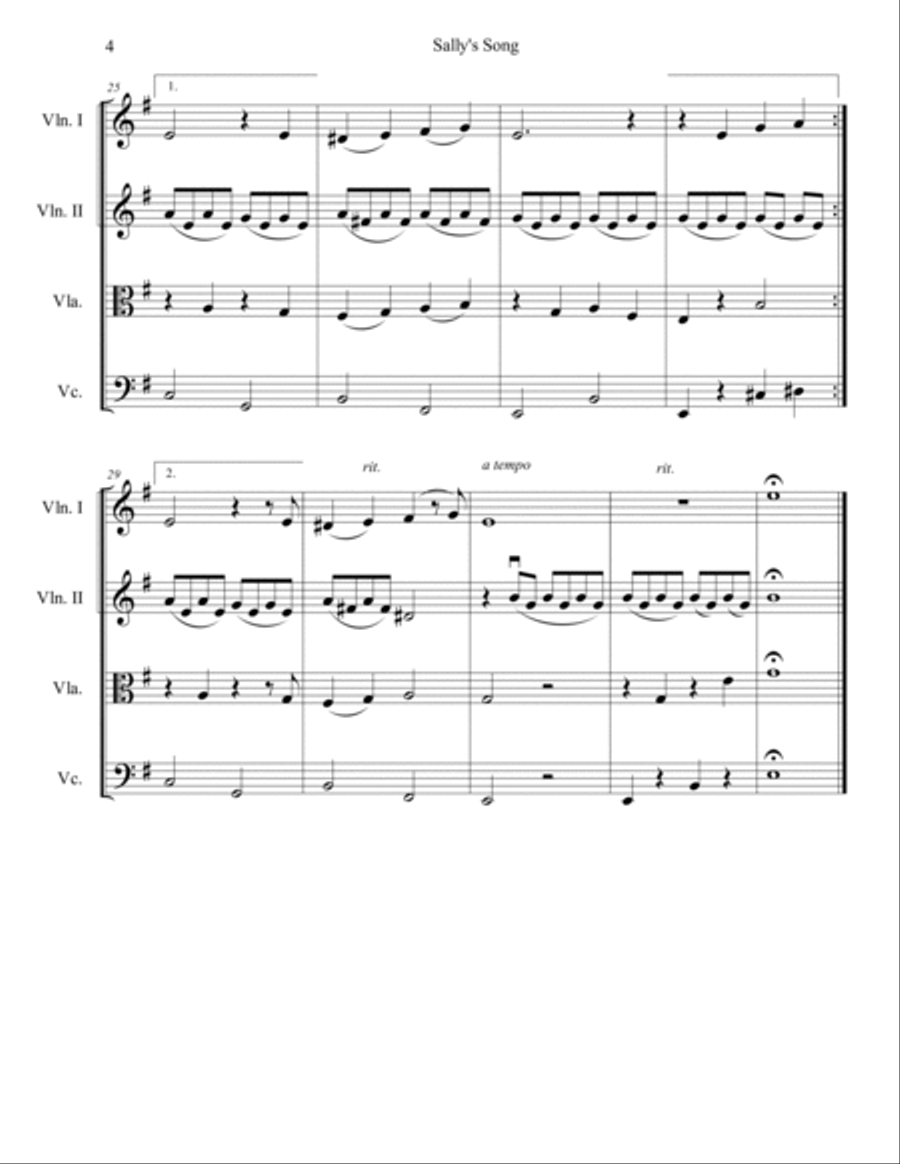 Sally's Song String Quartet scores gallery preview page 5