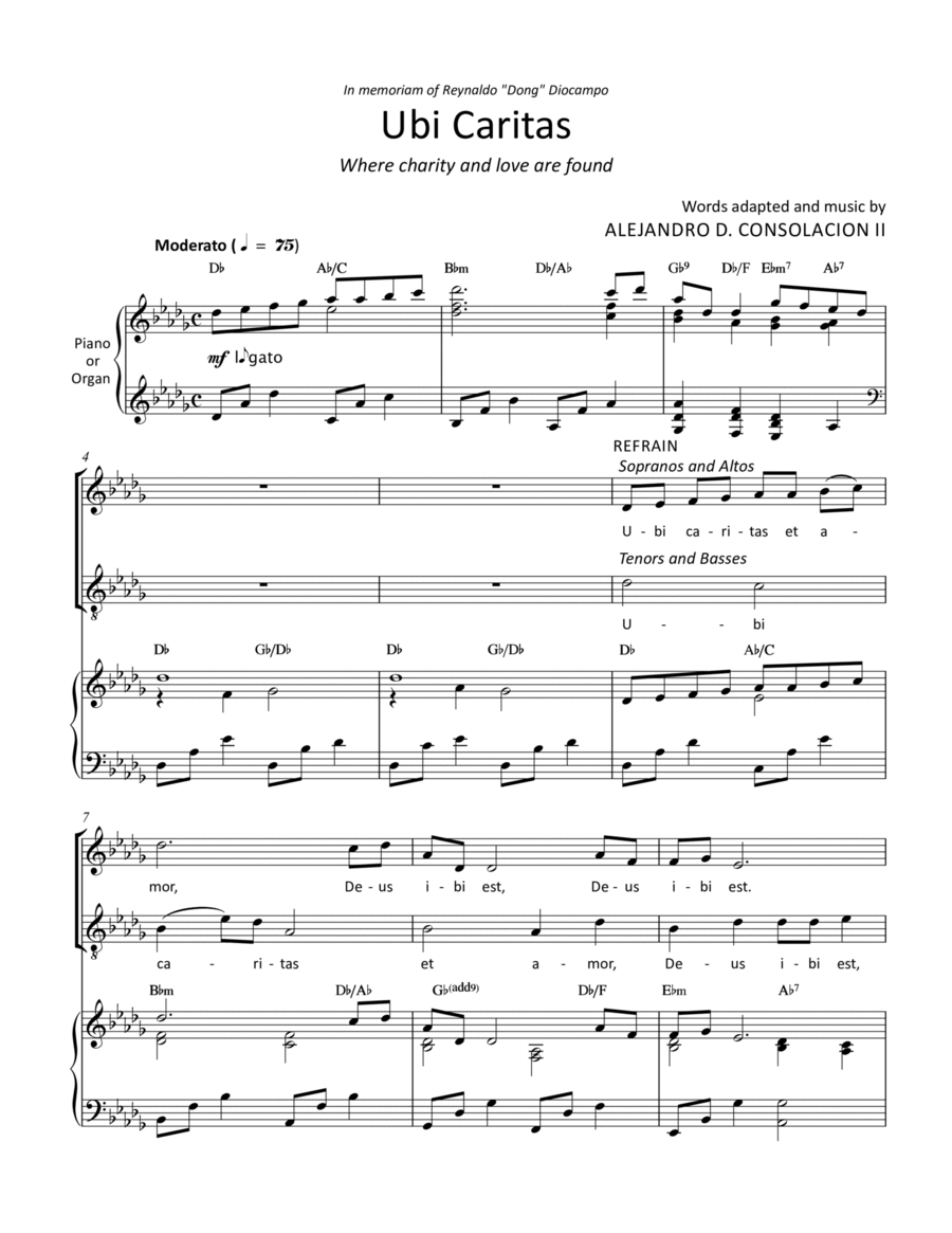Ubi Caritas Choir scores gallery preview page 1
