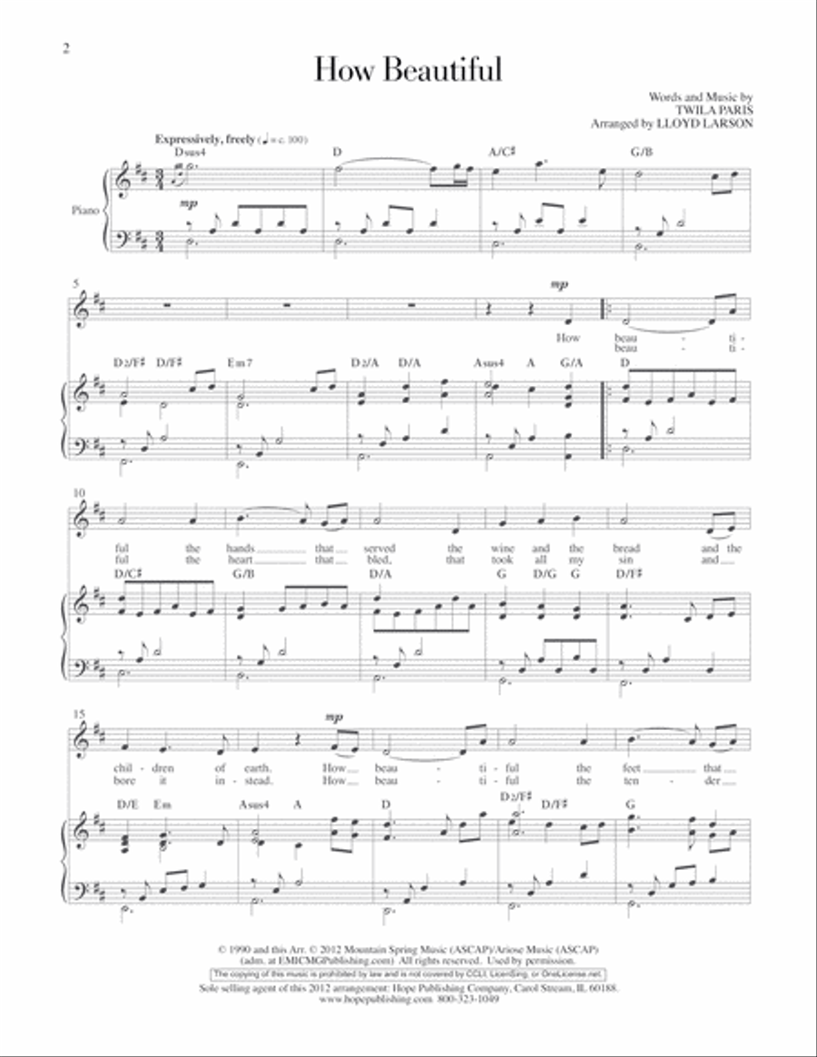 How Beautiful Medium Voice scores gallery preview page 2