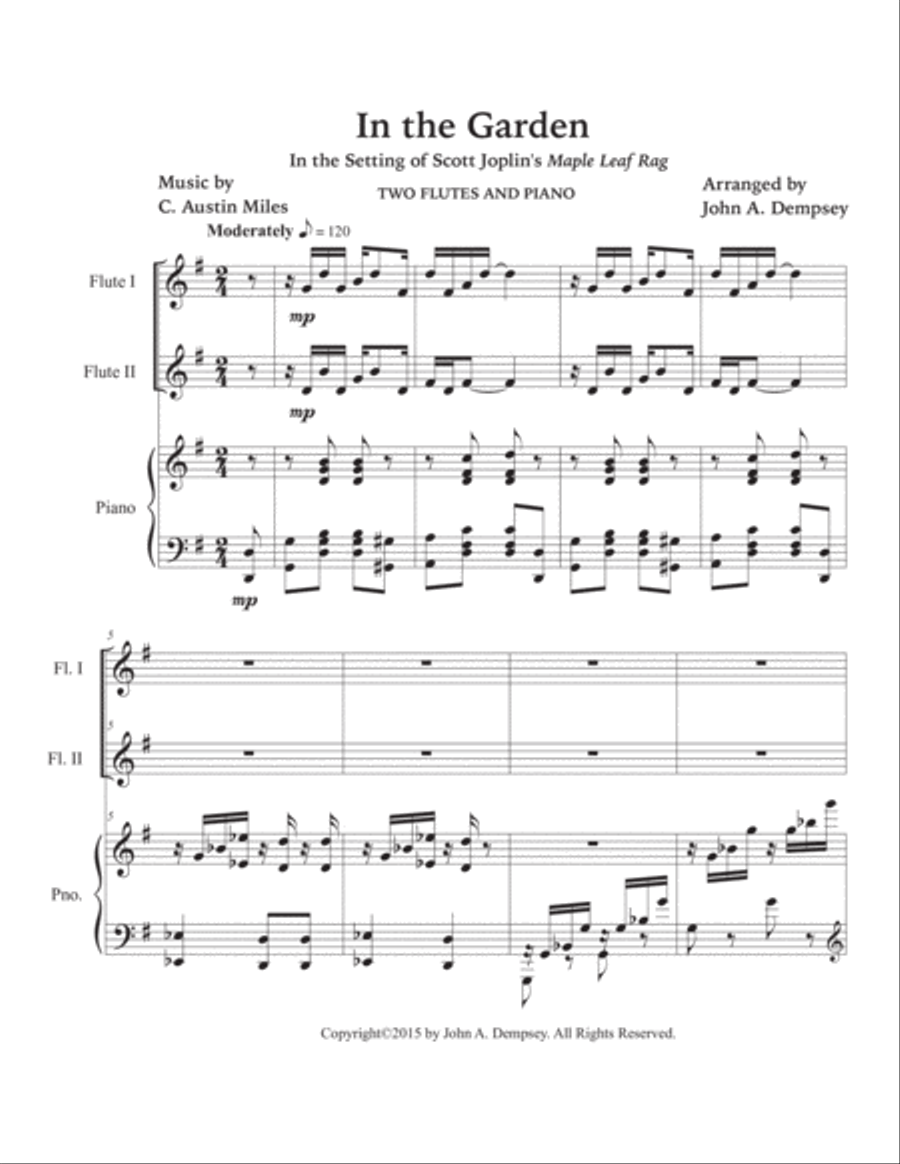 In the Garden / Maple Leaf Rag (Trio for Two Flutes and Piano) Woodwind Duet scores gallery preview page 5