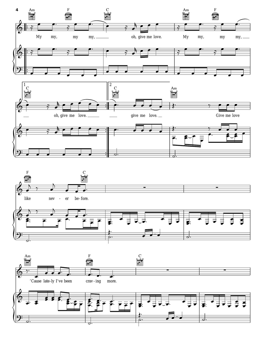 Give Me Love Give Me Love Piano, Vocal, Guitar scores gallery preview page 4