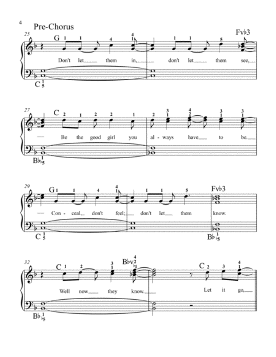 Let It Go (from Frozen) Easy Piano scores gallery preview page 4
