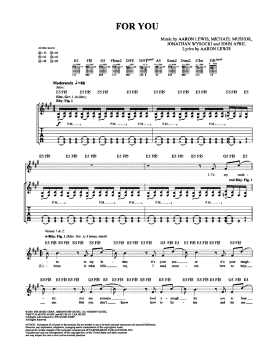 For You Electric Guitar scores gallery preview page 1