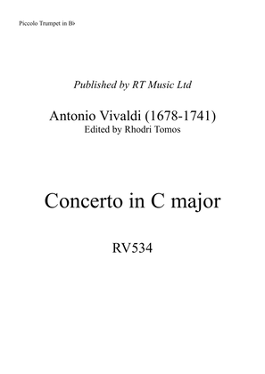 Book cover for Vivaldi RV534 Concerto in C major. Solo oboe / trumpet parts.