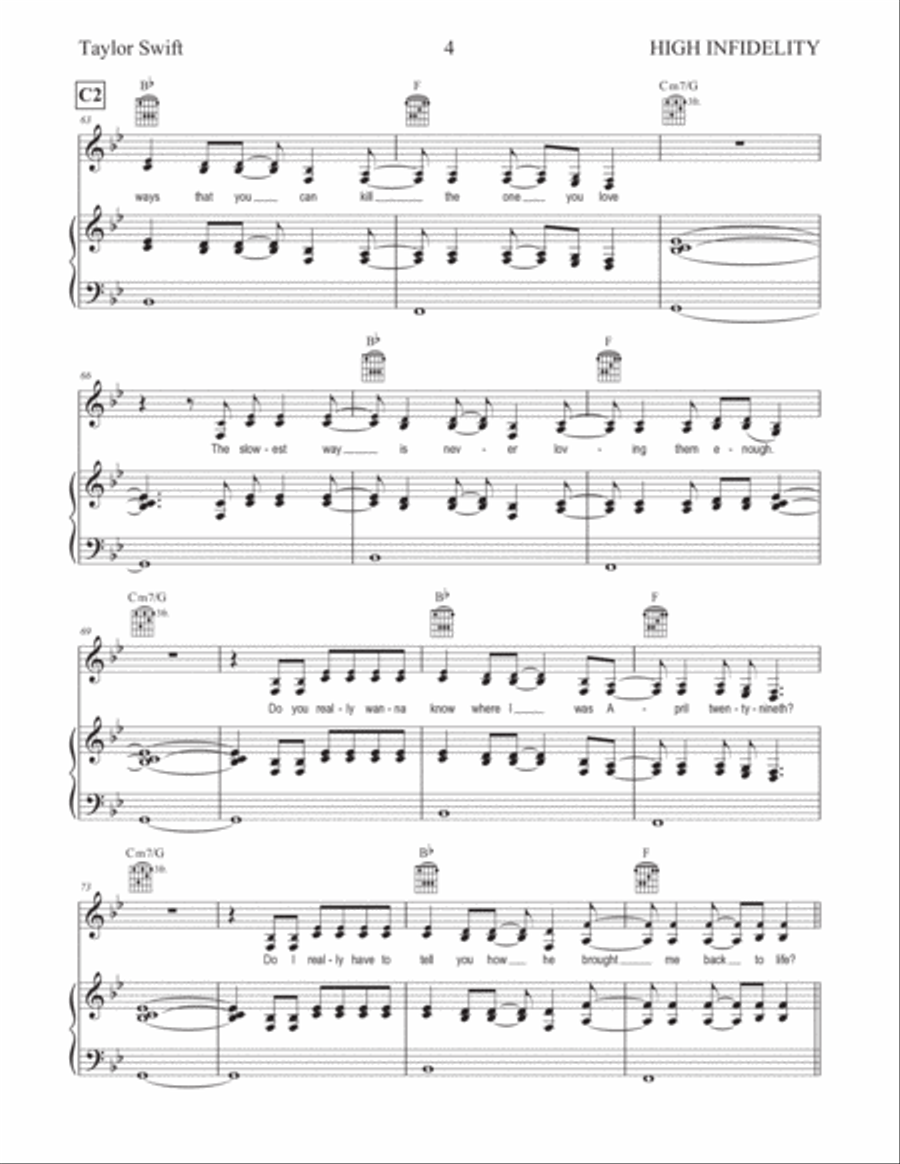 High Infidelity High Infidelity Piano, Vocal, Guitar scores gallery preview page 4