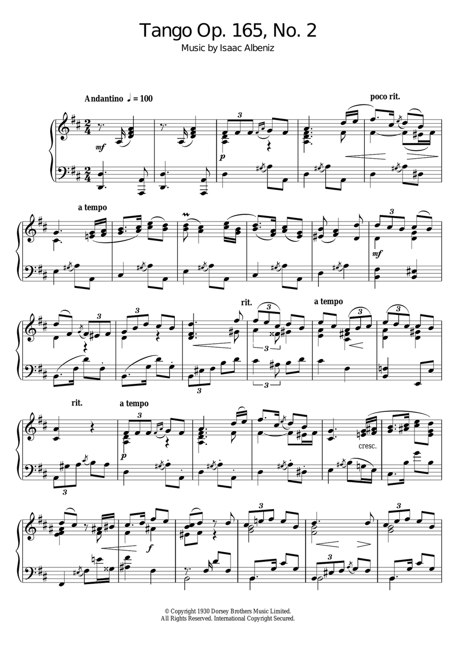 Tango Op. 165, No. 2 Piano Solo scores gallery preview page 1