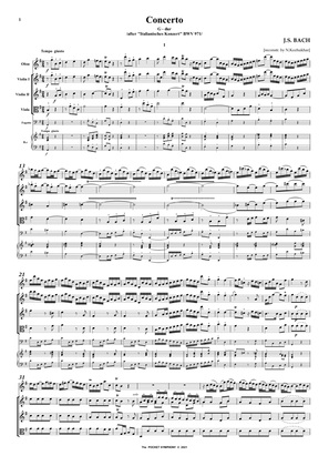 Bach - Italian Concerto, Bwv-971. Reconstruction as Oboe & orchestra concert - Score Only