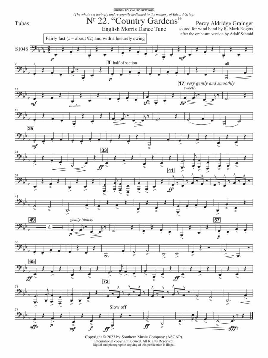 Country Gardens for Symphonic Band - Tuba Concert Band scores gallery preview page 1