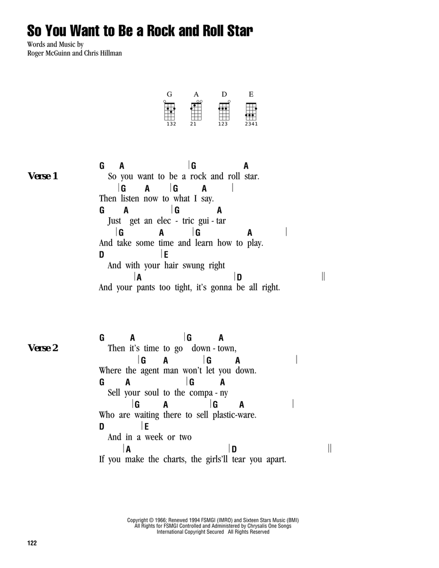 So You Want To Be A Rock And Roll Star Ukulele scores gallery preview page 1
