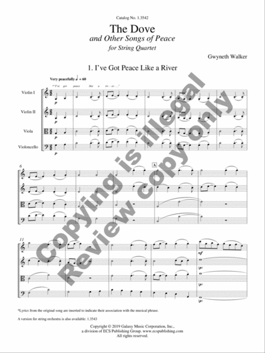 The Dove and Other Songs of Peace String Quartet scores gallery preview page 4
