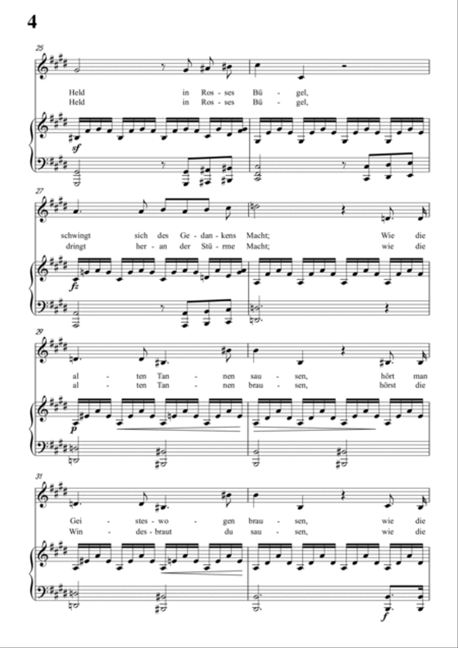 Schubert-Waldes-Nacht in E for Vocal and Piano Voice scores gallery preview page 5