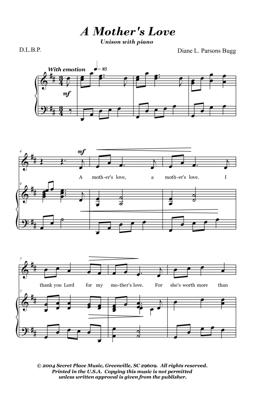 A Mother's Love 2-Part scores gallery preview page 1