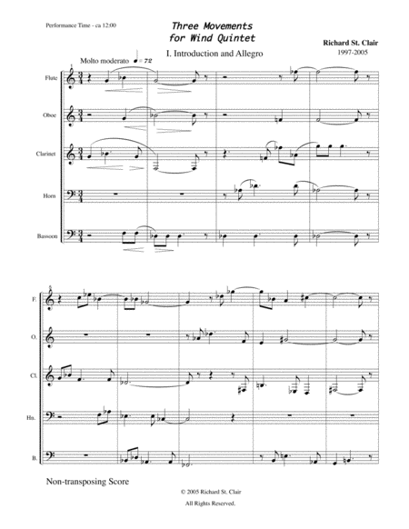 3 Movements for Woodwind Quintet (SCORE & PARTS ATTACHED) image number null