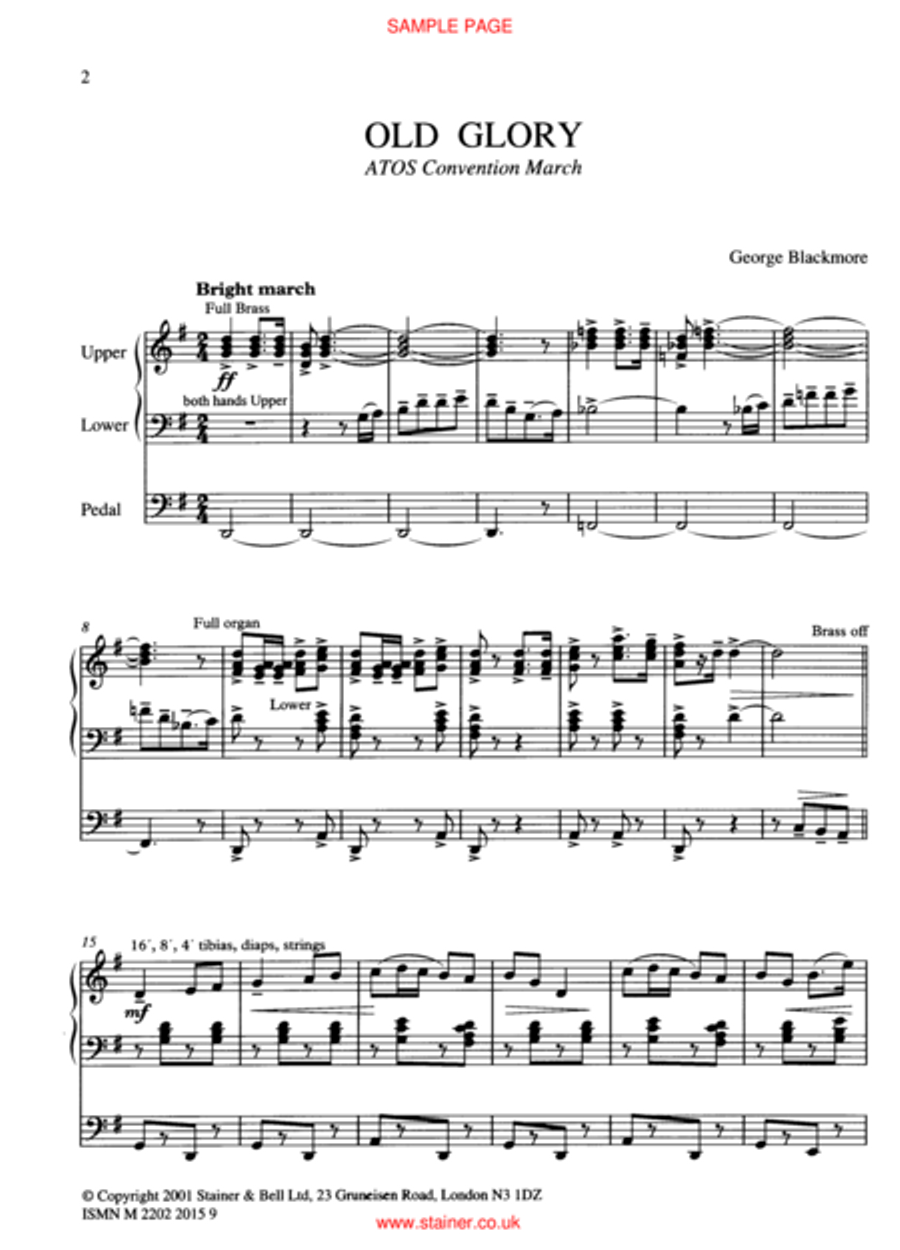 Old Glory (ATOS Convention March) Organ scores gallery preview page 2