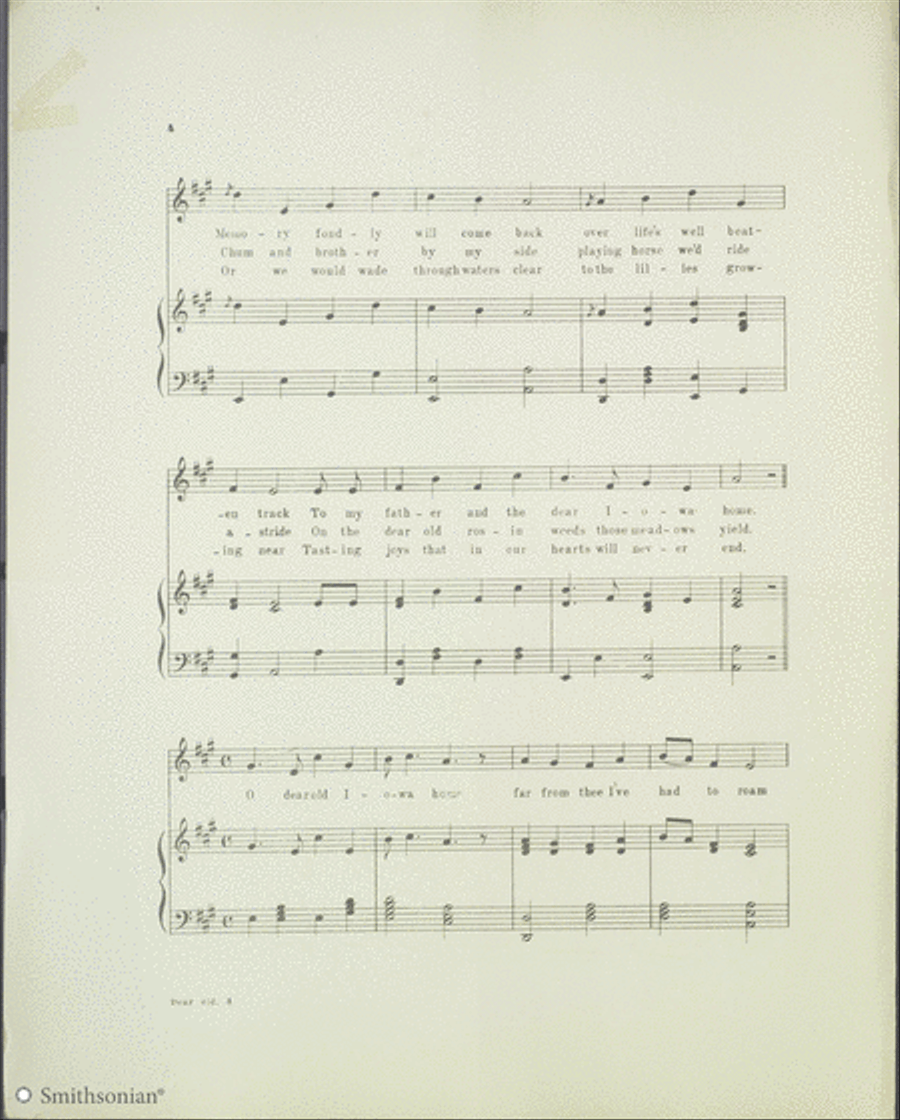 Dear Old Iowa Home Piano, Vocal scores gallery preview page 3