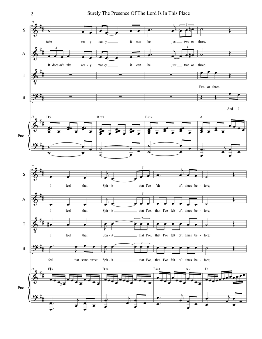 Surely The Presence Of The Lord Is In This Place 4-Part scores gallery preview page 2