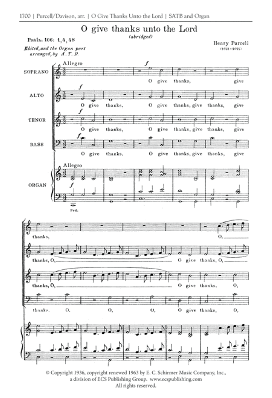 O Give Thanks Unto the Lord 4-Part scores gallery preview page 2