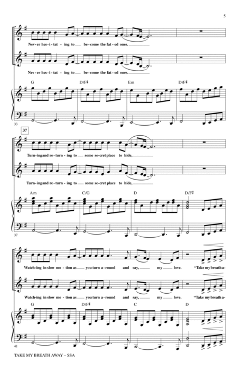 Take My Breath Away (Love Theme) (from Top Gun) (arr. Mark Brymer) SSA scores gallery preview page 4
