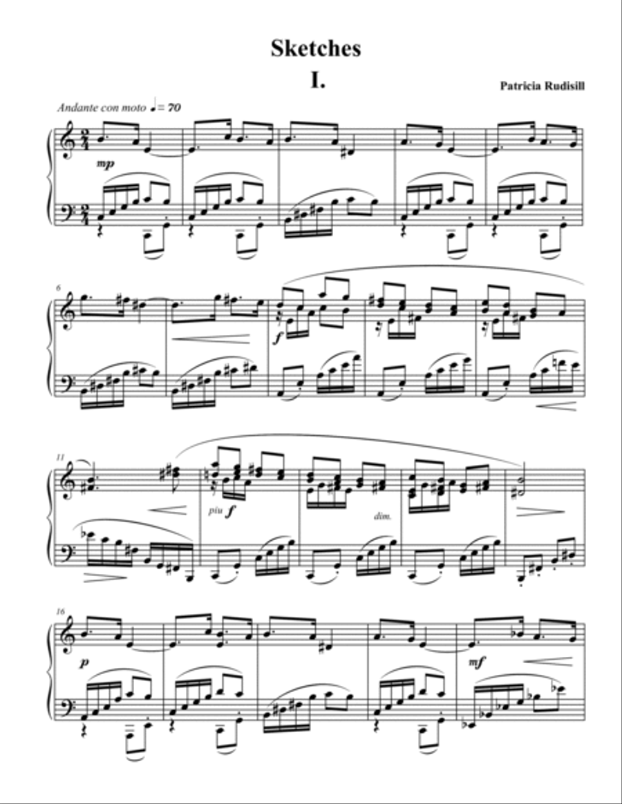 Sketches, for solo piano Piano Solo scores gallery preview page 2