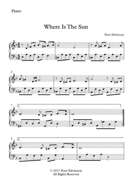 Where Is The Sun - Easy piano sheet music image number null