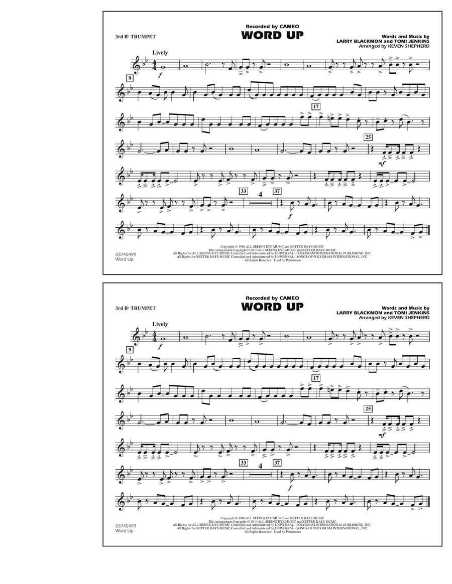 Word Up - 3rd Bb Trumpet Marching Band scores gallery preview page 1